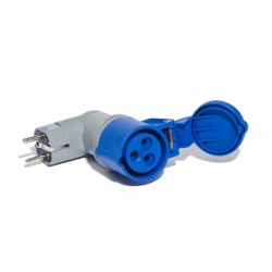 Adaptateur norme standard française pour branchement 16A /250V P17 IP20 coté mâle, IP44 coté femelle